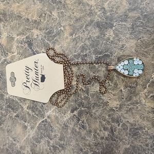 Pretty Hunter Cross Tear Drop Necklace